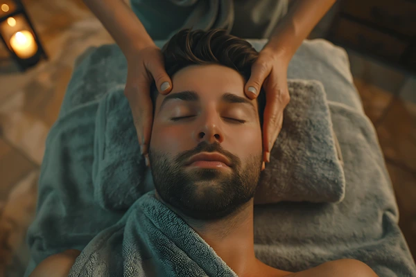 Male therapist using gentle Swedish massage techniques to provide a calm and relaxing wellness session in Delhi NCR.